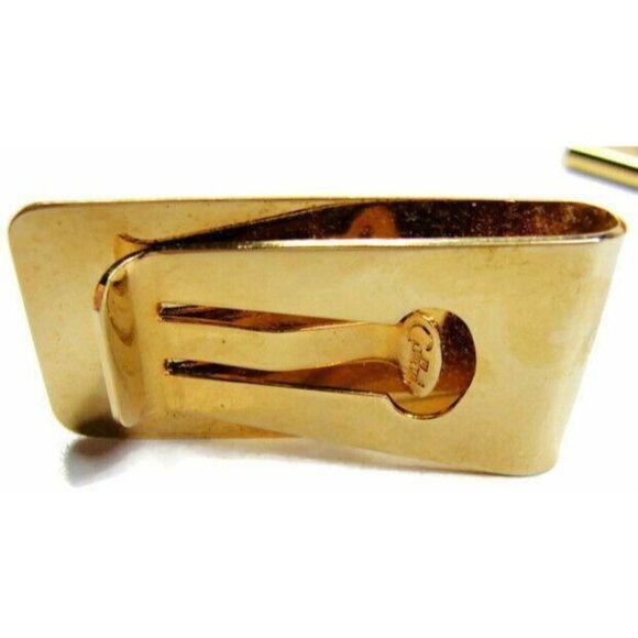 Vtg Money Clip Colibri Ribbed Engravable Wallet Credit Card Cash ID Holder GoldT - Picture 8 of 10